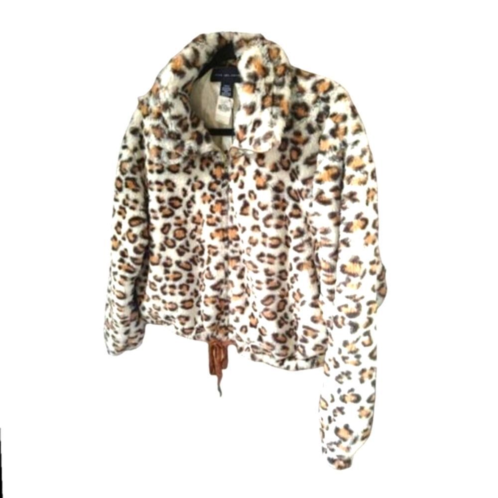 VS Pink Leopard Faux Fur Jacket L • Super Soft Cropped Coat • NWT • Stand Collar - Picture 7 of 15